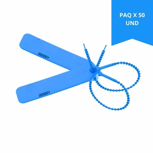 Precinto Correa Espiral 24cms Azul con Numeracion Paquete x50und