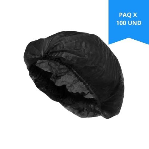 Gorro Desechable Cofia Negro Paq.x 100u.