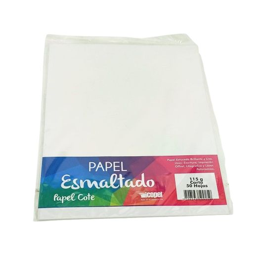 Papel Cote Esmaltado C2S 115gr Tamaño Carta X50 Hojas