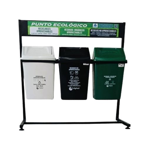 Punto Ecologico Vaiven 22 LT Blanco Verde Negro Colplast