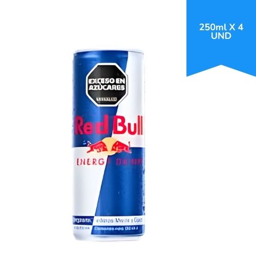 Bebida Energizante Red Bull Lata 250ml x4 Unidades