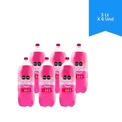 Gaseosa Postobon Manzana 3 Litros Paca x 6u.