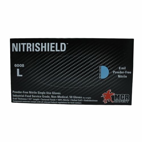 Guante Nitrilo Azul Sin Polvo Nitrishield 8mm Talla L Caja X50u.