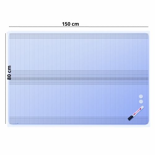 Tablero En Vidrio Templado Blanco Con Cuadricula 150x 80cm