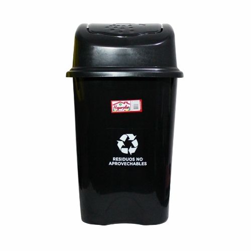 Papelera Vaiven Negra 30 LT Hogarplast Material Recuperado