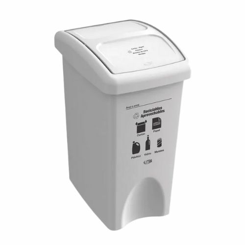Papelera Vaiven De 35 Litros Blanca Marca Estra