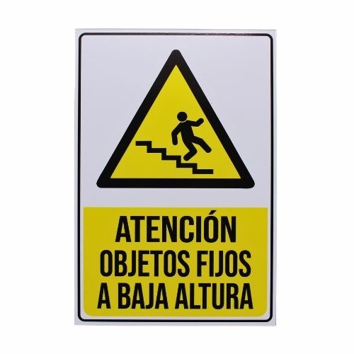 Señalización 22x15 Cm Cal. 40 Atención Objetos Fijos A Baja Altura