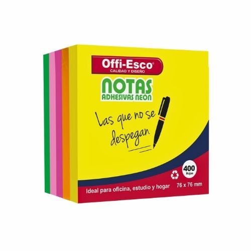 Notas Adhesivas Neon 76 X 76 Mm Por 400 Hojas OE-376