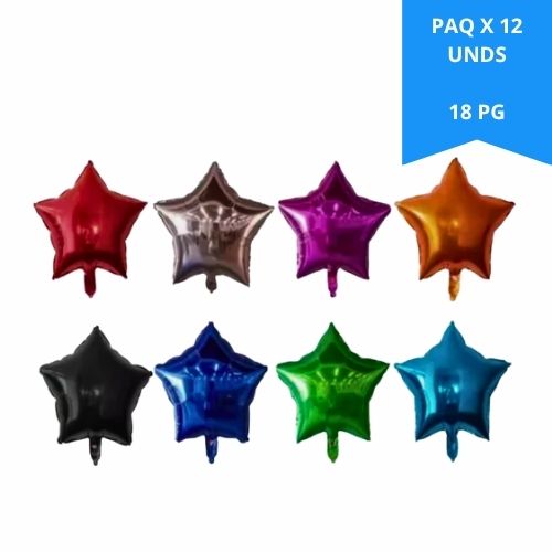 Globos Metalizado De Estrella 18 Pg  Paquete X12u Surtidos