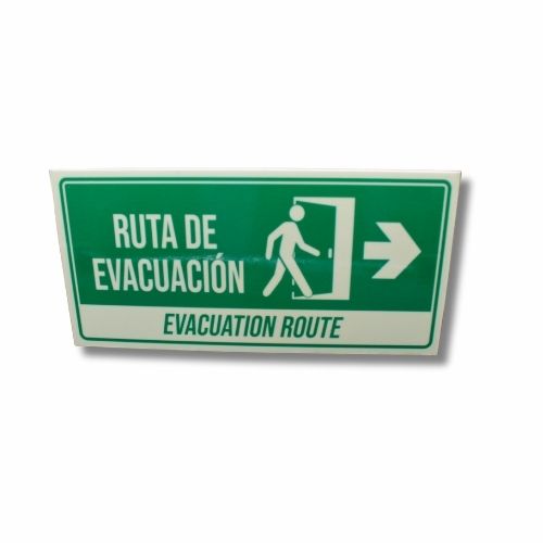 Señalización Fotolum. 15x30 Ruta Evacuación Derecha Ingles Y Español