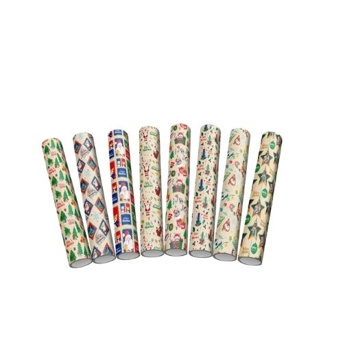 Rollo De Papel De Regalo Kraft Navidad 2mts X70cm Aprox