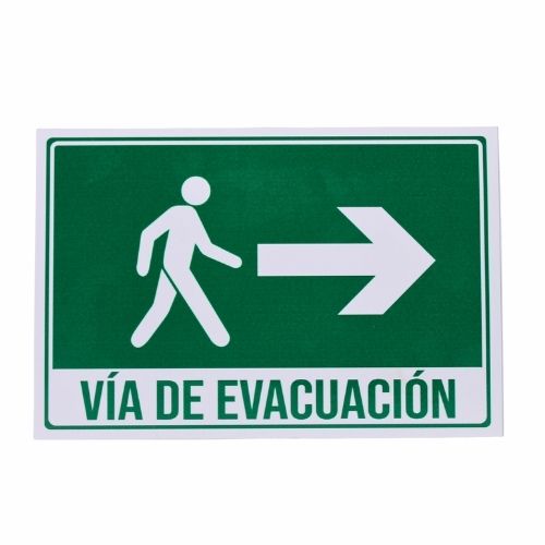 Señalización 16x24 Vía De Evacuación Flecha Lado Derecho