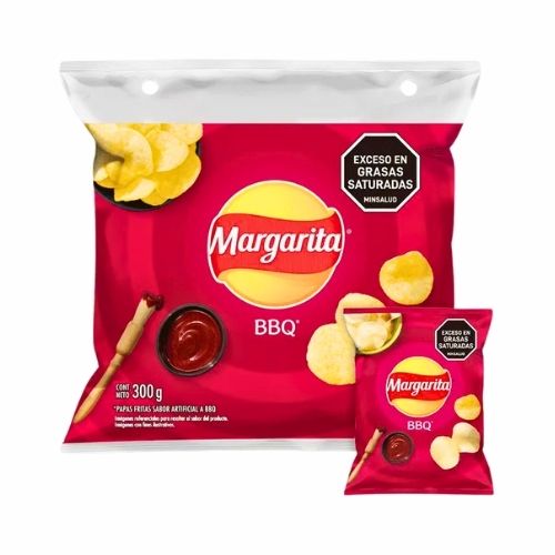 Papas Margarita Sabor BBQ  X 12 Und 300 Gr