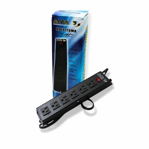 Multitoma 6 Salidas Con Supresor De Pico 3mt Alfa 3