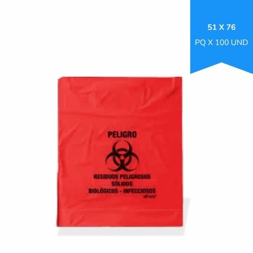 Bolsa Roja 51 X 76 Riesgo Biologico Paq X 100u.