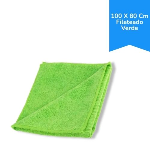 Paño Microfibra De 100 X 80 Cm Fileteado Verde