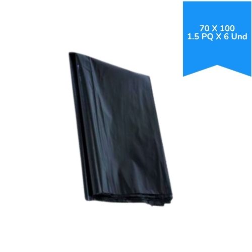 Bolsa Basura Negra 70 X 100 Cal 1.5 Paq X 6 Und