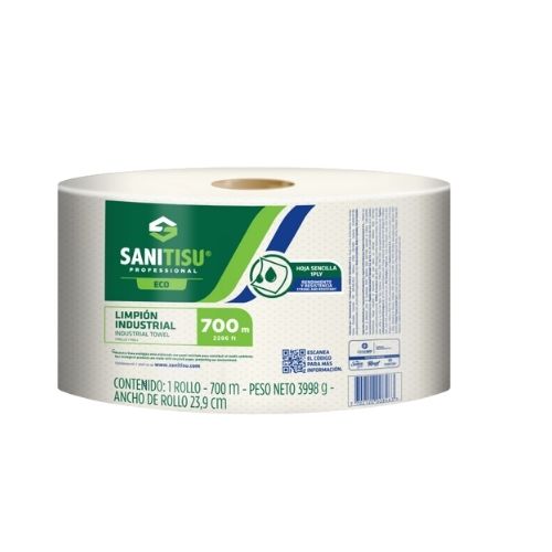 Limpion Industrial Natural 700 mts Hoja Sencilla Sanitisu Ref. 530210103
