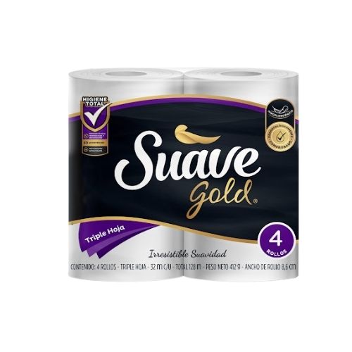 Papel Higienico Suave Gold Blanco Triple H 4 Rollos x 32mt