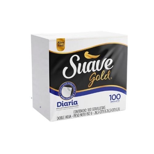 Servilleta Suave Gold Blanca Doble Hoja Paquete x100u.