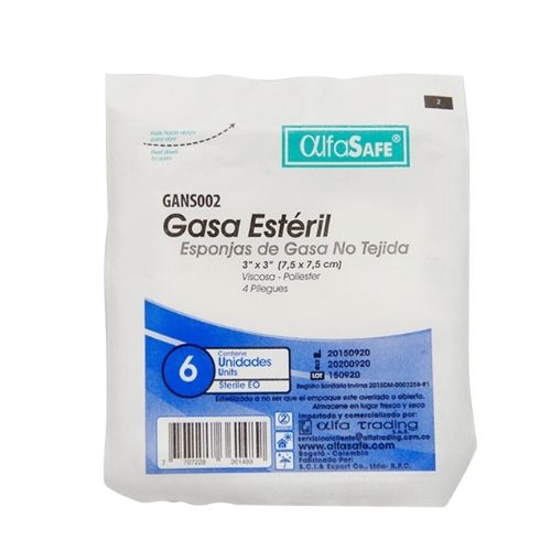 Gasa No Tejida 7.5 X 7.5 Cm (3"x3") X 100 Und