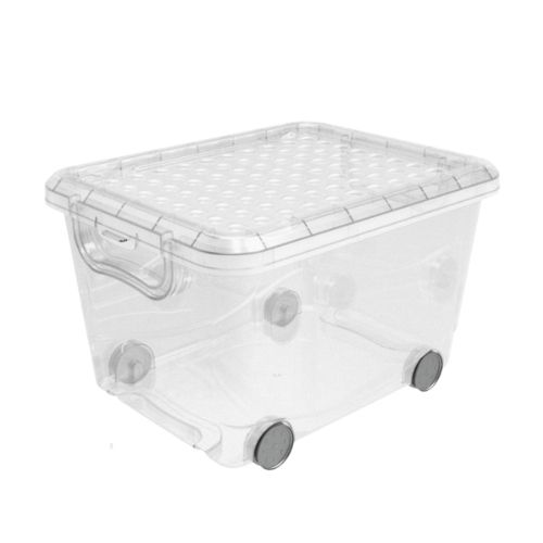 Caja Multiusos Movil Transparente Con Tapa 40 Lts