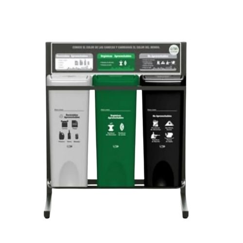 Punto Ecologico 53 Lt Blanco-Negro-Verde