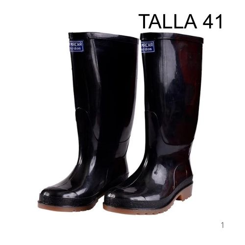 Bota De Caucho Alta Negra Macha Talla 41