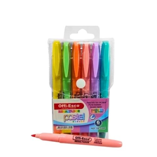 Resaltador Offi-esco Pastel Mildlight OE-531P-6 Delgado 