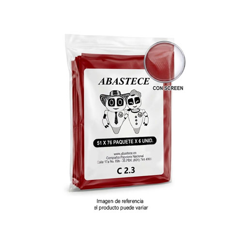 Bolsa Basura 51 X 76 Roja C 2.3 Con Screen Paq X 6 Und en Abastece.co