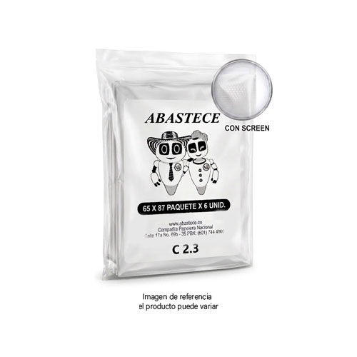 Bolsa Basura 65 X 87 Blanca C 2.3 Con Screen Paq X 6 Und en Abastece.co