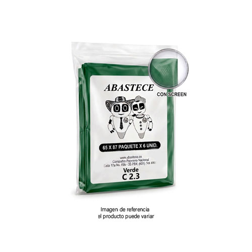 Bolsa Basura 65 X 87 Verde C 2.3 Con Screen Paq X 6 Und en Abastece.co