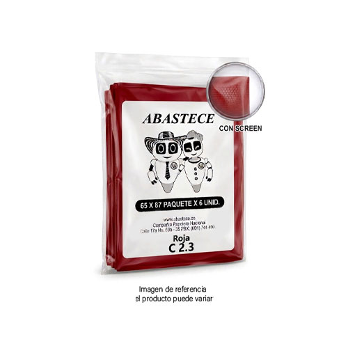 Bolsa Basura 65 X 87 Roja C 2.3 Con Screen Paq X 6 Und en Abastece.co