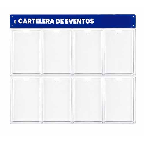 Cartelera En Acrilico 8 Bolsillos 22x29x120cms en Abastece.co