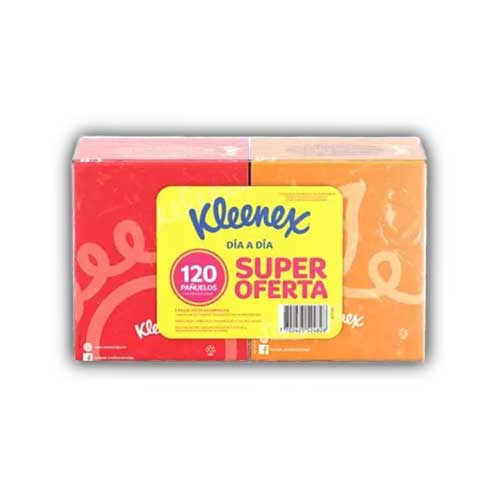 Pañuelos Faciales Kleenex Oferta 2 Cajitas X120 Paños en Abastece.co