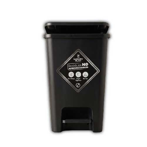 Papelera Pedal Rectangular 8Litros Negra Luxury