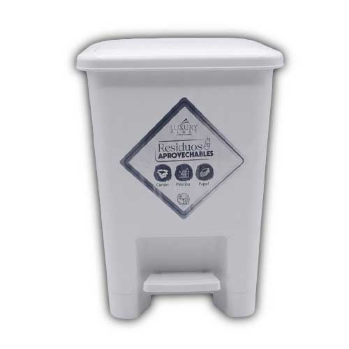 Papelera Pedal Rectangular 8Litros Blanca Luxury