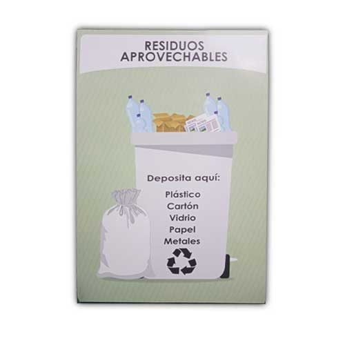 Señalizacion 30 X 20Cm Cal 40 Caneca Blanca Residuos Aprovechables en Abastece.co