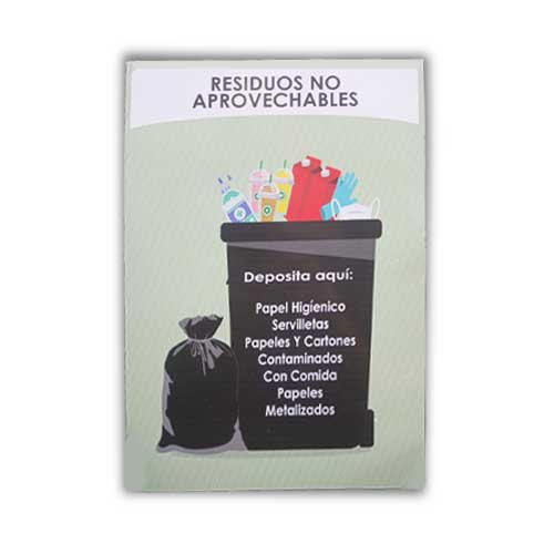 Señalizacion 30 X 20Cm Cal 40 Caneca Negra Residuos No Aprovechables en Abastece.co