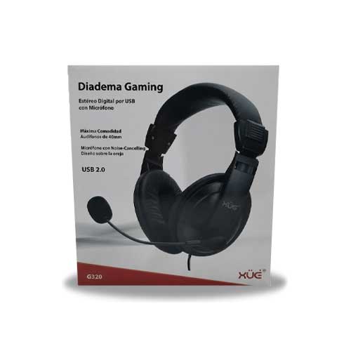 Diadema XUE G320 USB 2.0 Negro Con Micrófono Giratorio Y Control En Cable. en Abastece.co