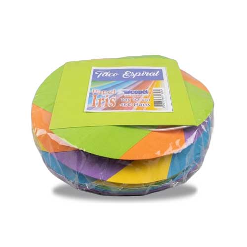 Taco De Papel Iris En Espiral 10x10 Cms X400 Hojas en Abastece.co
