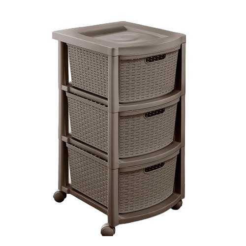 Cajonero Plástico Shia 3 Gavetas Con Ruedas 33x 66x 39Cm Cafe en Abastece.co