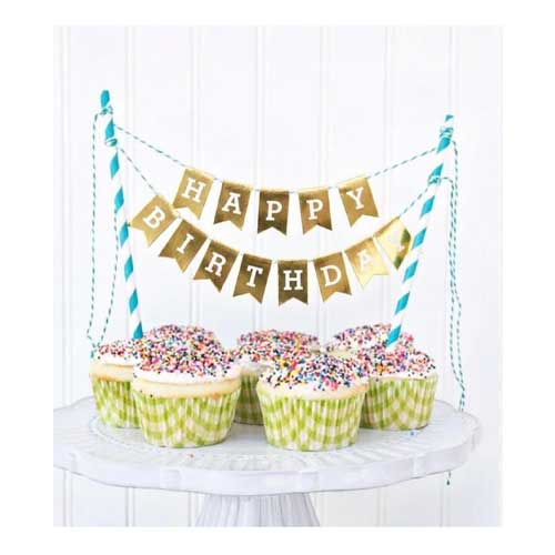 Guirnalda Pequeña De Feliz Cumpleaños Dorada en Abastece.co