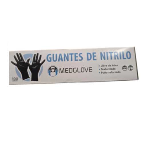 Guante De Nitrilo No Esteril Sin Talco Caja X100u  Medglove Negro Talla L en Abastece.co
