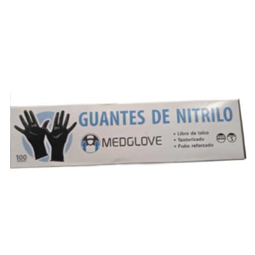 Guante Nitrilo Negro No Estéril Sin Talco Talla S X100u. Medglove. en Abastece.co