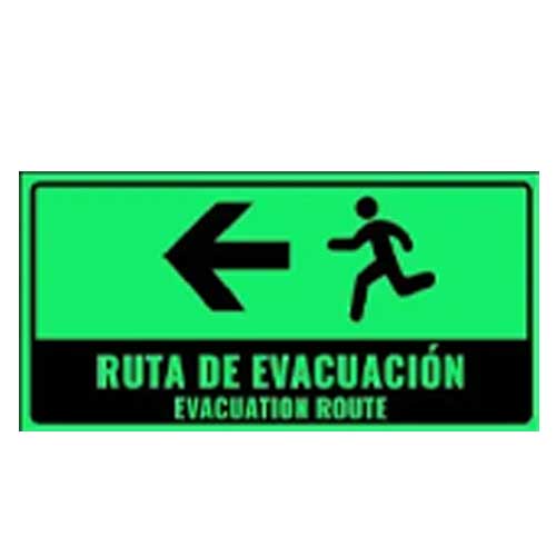 Señalización Ruta De Evacuación A La Izquierda 22x15 Fotoluminiscente en Abastece.co
