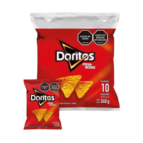 Doritos Mega Queso Paquete X10 Unidades 340 Gr en Abastece.co