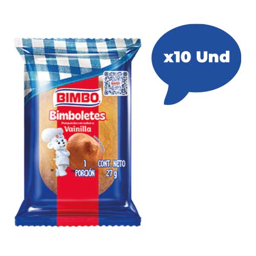 Ponque Bimbolestes Vainilla Paquete X10 Unidades en Abastece.co