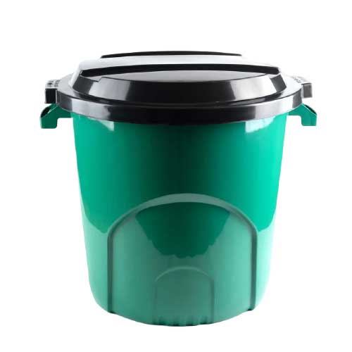 Caneca Tipo Tanque Plastica 55 Lt Verde Con Tapa en Abastece.co