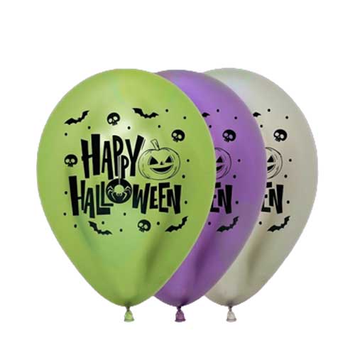 Globo Infinty Happy Halloween Verde Morado Plata R-12 X50u. en Abastece.co